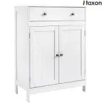 Ktaxon Bathroom Floor Cabinet Freestanding Bathroom Storage Organizer Unit with Drawer and 2 Doors Cupboard White, Size: 11.81