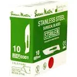 Swann-Morton 0301 #10 Sterile Surgical Blades, Stainless Steel-Box of 100