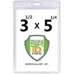 5 Pack - Premium Heavy Duty 3 1/2" X 5 1/4" Extra Large Event Badge Holder (4X6 Outside) - Clear Plastic Name Tag Sleeves, Concert Ticket, Press Pass or Sporting Event Holder by Specialist ID