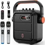 Jyx Karaoke Machine with 2 Wireless Microphones for Adults Portable Bluetooth Speaker with Shoulder Strap