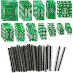 KeeYees 12 Types SMD to DIP Adapter PCB Proto Board Kit SOP8 SOP10 SOP14 SOP16 SOP20 SOP24 SOP28 0402/0603/0805 SMT SOT89/SOT223 TQFP100 QFN32 QFN44/48 with 40pcs 2.54mm Pin Header