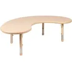 Flash Furniture 35"W x 65"L Half-Moon Natural Plastic Height Adjustable Activity Table