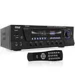 Pyle Home 300W Digital Stereo Receiver System - AM/FM Qtz. Tuner, USB/SD Card MP3 Player & Subwoofer Control, A/B Speaker, IPhone MP3 Input with Karaoke, Cable & Remote - PT270AIU