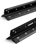 Engineer Scale Ruler 2 Pack 12-Inch Triangular Ruler Metal Scale Ruler for Blueprints Drafting Ruler for Civil Engineer, Draftsman