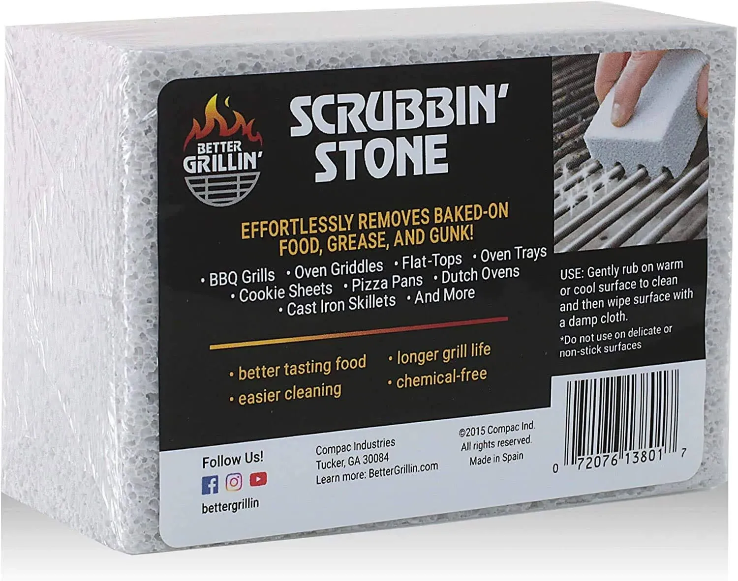 Better Grillin Scrubbing Stone Grill Cleaner Brick Brush for BBQ Griddle Racks  | eBay