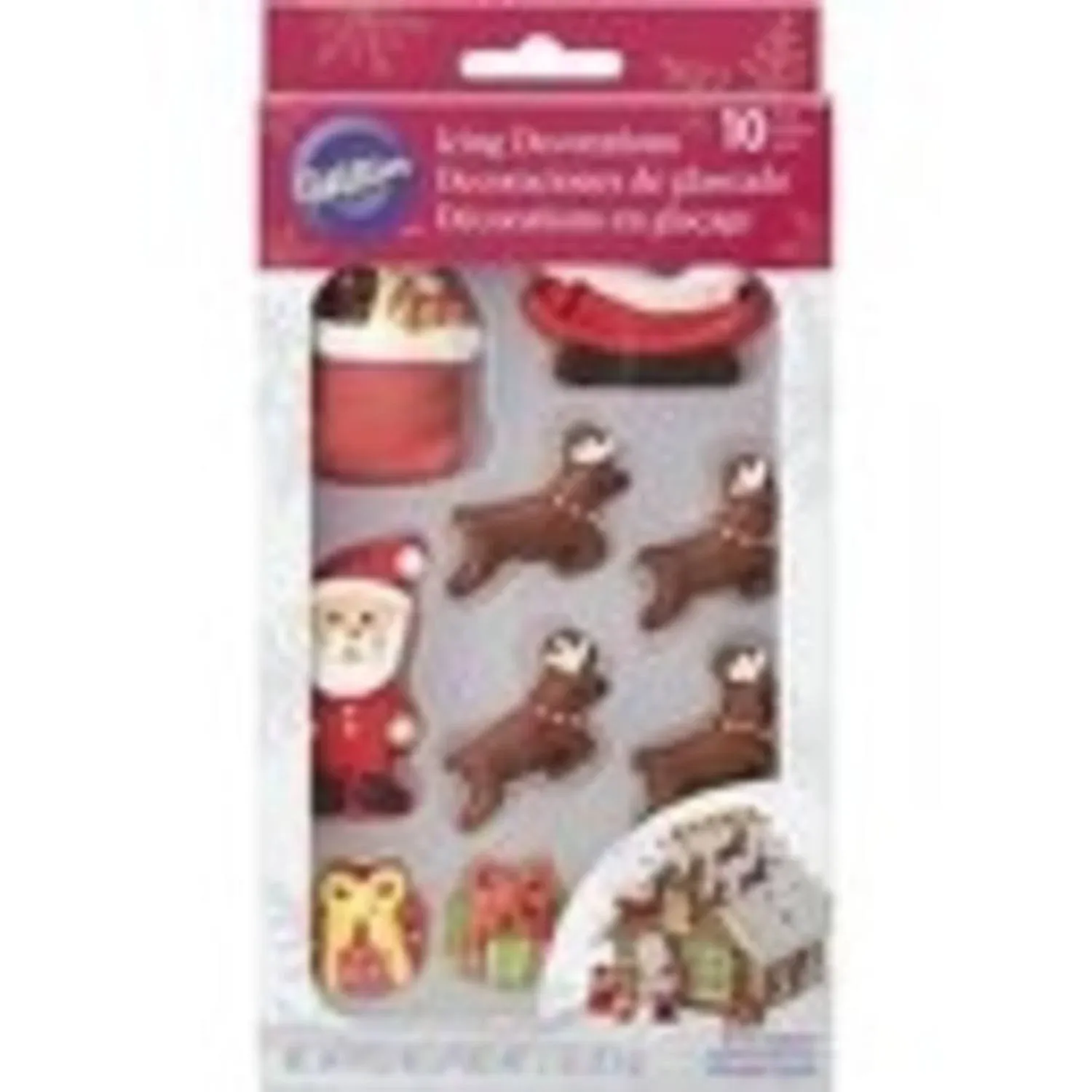 New Holiday Icing Decorations, 3 boxes Santa and his Gift Bag, Gifts &amp; Reindeers