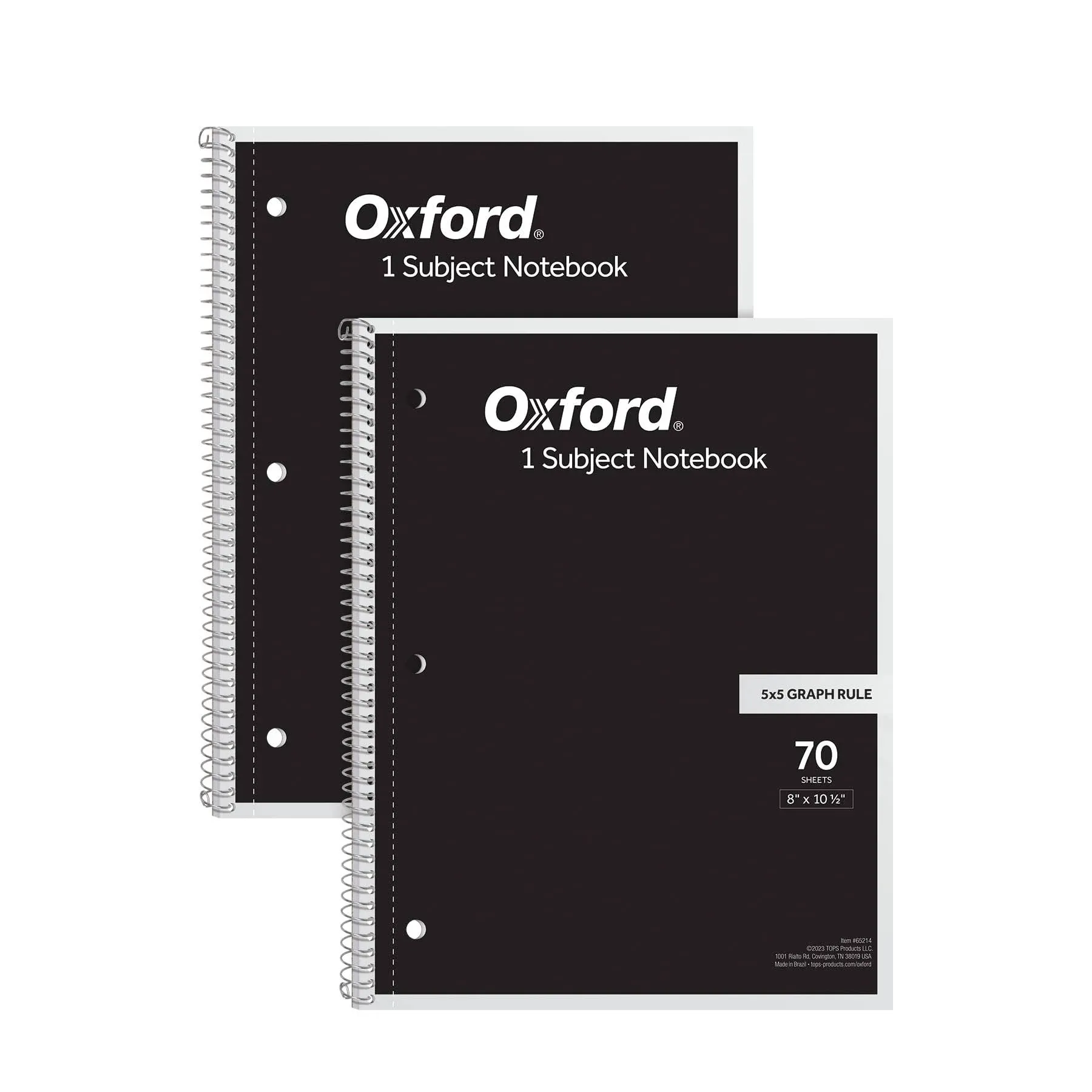 Oxford Spiral Notebook 2 Pack 1 Subject 5 x 5 Graph Paper 8-1/2 x 10-1/2 Inch...