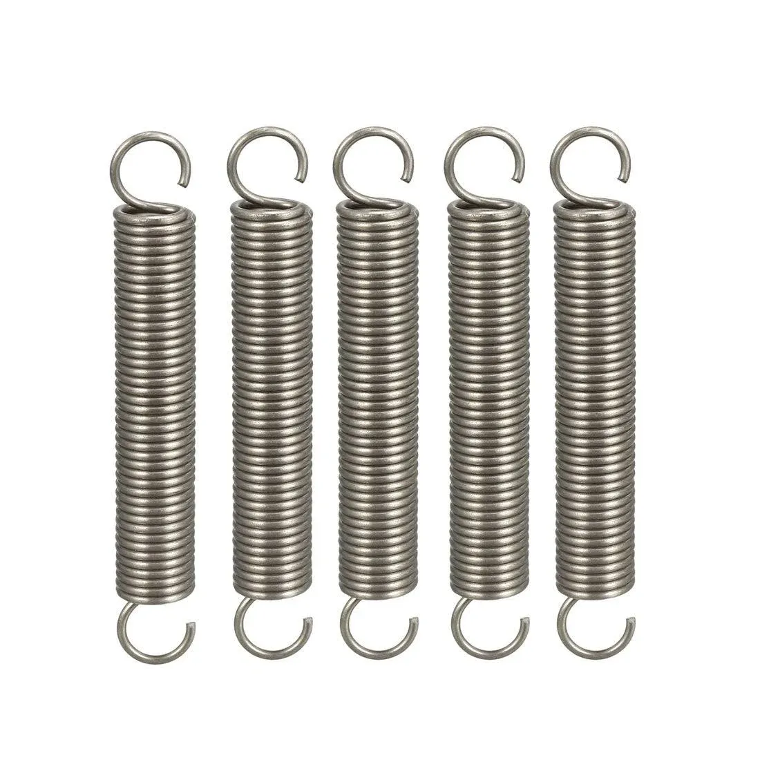 Unique Bargains Extended Compressed Spring Wire Diameter 0.047" , OD 0.39" , Free Length 2.76" Stainless Steel Small Dual Hook Tension Spring 5pcs