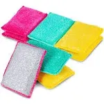 Smart Design Scrub Sponge with Bamboo Odorless Rayon Fiber - Set of 9 - Ultra Absorbent - Soft and Metallic Scrub - Cleaning, Dishes, and Hard