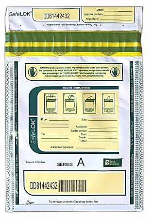 Control Group Tamper-Evident Deposit Bags, 9in x 12in, White, Pack of 100