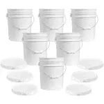 ePackageSupply 5 Gallon White Bucket & Lid, Made in The USA, Durable 90 Mil All Purpose Pail, Food Grade, Contains No BPA Plastic, Premium HPDE, 6