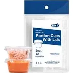 EDI 2 OZ, 50 Sets Clear Disposable Plastic Portion Cups with Leakproof Lids |