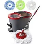 Spin Mop and Bucket System with 3 Mop Head Refills Included