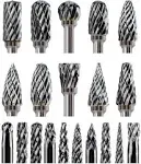 20Pcs 1/8" Shank Carbide Burr Bits Compatible with Dremel Bits Metal Grinding Bits Wood Stone Carving Cutting Engraving Grinder Kit Attachment Rotary Tool Accessories Set Harder than Diamond