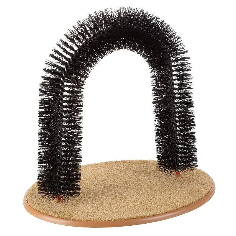 PETMAKER Pet Adobe Self-Grooming Cat Arch with Bristle Ring - Small Cat Grooming Loop - Multiple Colors - Removes Excess Hair - Durable Carpet Base Lowes.com