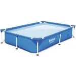 Bestway Steel Pro 87 Inch x 59 Inch x 17 Inch Rectangular Metal Frame Above Ground Outdoor Backyard Swimming Pool, Blue (Pool Only)