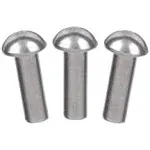 Metal Magery 1/4" Diameter x 1/2" Length Solid Aluminum Brazier Head Rivets, Pack of 100