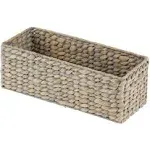 mDesign Woven Hyacinth Narrow Bathroom Toilet Tank Storage Basket Bin, Gray