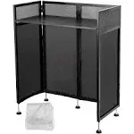 Happybuy 20x40x45 Inches DJ Facade Table Station DJ Booth Flat Table Top 20x40 inch Adjustable DJ Event Facade with White Black Scrim Folding