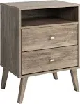 Prepac Milo 2-drawer Tall Nightstand with Open Shelf Drifted Gray