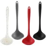 4 Pieces Silicone Ladles for Cooking - 4 Colors Middle Soup Ladle Spoon Heat Resistant Kitchen Ladle Spoons, Cooking and Serving Spoon for Soup Sauce Chili Gravy Salad Canning Pouring