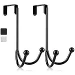 2Packs Over The Door Double Hanger Hooks Metal Twin Hooks Organizer for Hanging