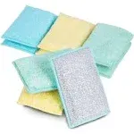 Smart Design Heavy Duty Scrub Sponge with Bamboo Odorless Rayon Fiber Set of 9 Ultra Absorbent Soft and Metallic S