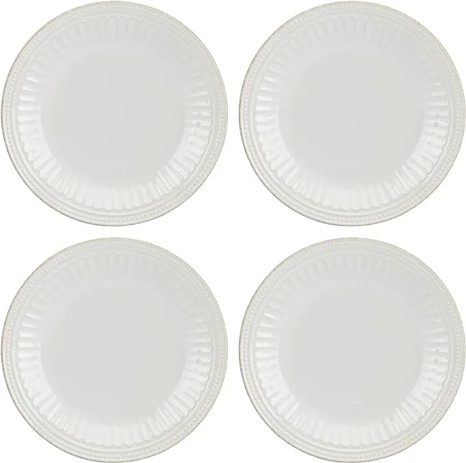 Lenox French Perle Groove 12-Piece Plate & Bowl Set, 23.05 LB, White