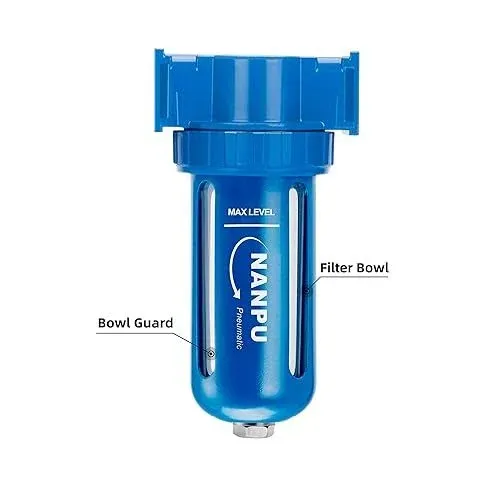 NANPU Zinc Alloy Desiccant Dryer, Compressed Air in Line Filter, Moisture Water Separator, Poly Bowl (1/2" NPT)