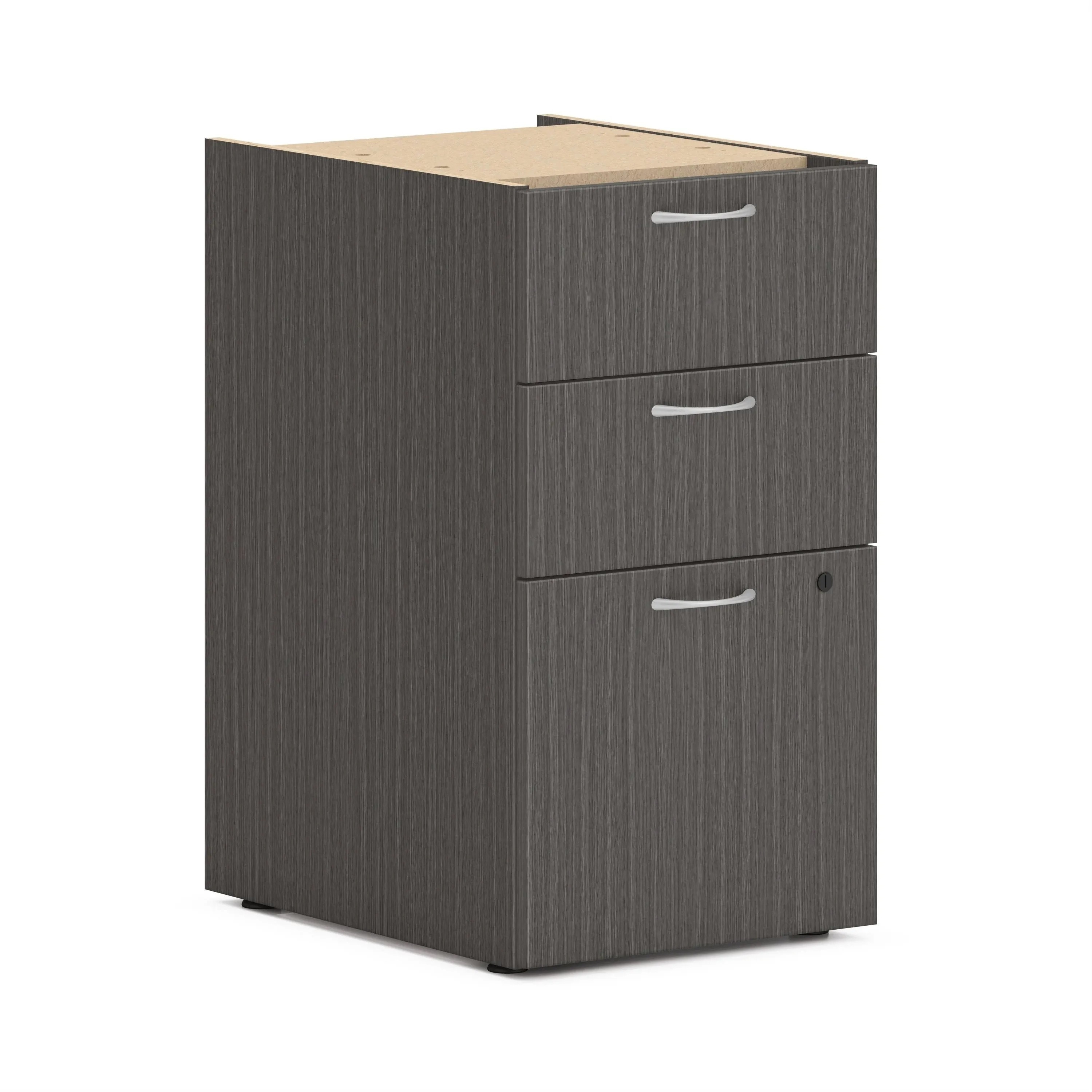 Mod Support Pedestal, Left Or Right, 3-drawers: Box/box/file, Legal/letter, Slate Teak, 15" X 20" X 28"