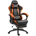 Dowinx Gaming Chair Ergonomic Racing Style Recliner with Massage Lumbar Support, Office Armchair for Computer PU Leather E-Sports Gamer Chairs with Retractable Footrest (Black&Orange)