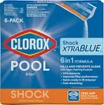 Clorox Pool & Spa Shock, Xtra Blue, 6 Pack - 6 pack, 1 lb pack