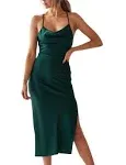 xxxiticat Women&#039;s Sleeveless Spaghetti Strap Satin Dress Cocktail Beach Evening 