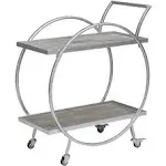 FirsTime & Co. Silver and Gray Odessa Bar Cart, Metal, 27.5 x 14 x 33 in