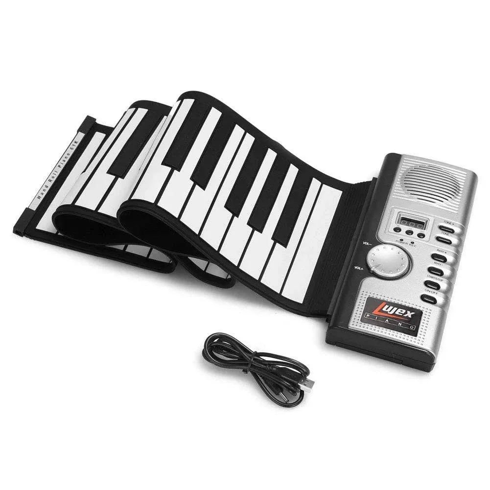 Keyboard Piano 61 Keys Roll up Piano Portable Rechargeable Electronic Hand Roll 