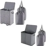 Lifewit 136L Double Laundry Hamper with Lid and Removable Laundry Bags, Large Divided Hamper, Grey, Adult Unisex, Size: 23.6 x 13.8 x 25.6, Gray