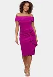 Xscape Women's Knee Length Off-The-Shoulder Scuba Side Ruched Dress