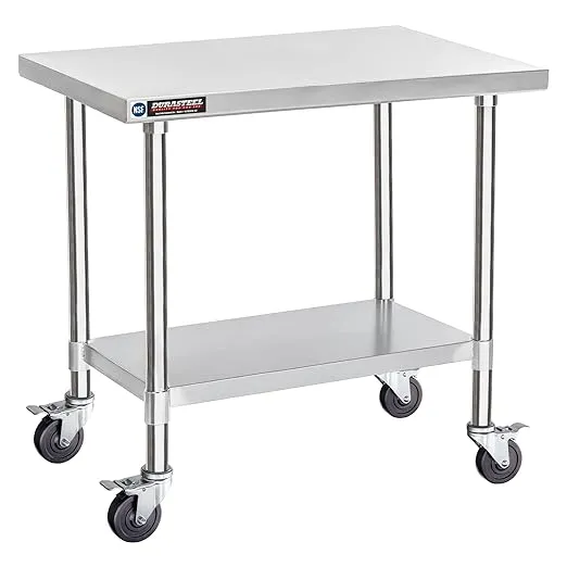 Food Prep Stainless Steel Table -  24 X 36 Inch Metal Table Cart - Commercial Wo