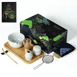 TEANAGOO Japanese Tea Set with Bamboo Tray, Matcha Whisk Set, Matcha Bowl with Pouring Spout, Bamboo Matcha Whisk (Chasen), Scoop (Chashaku), Matcha