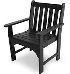 Black Polywood Out Door Patio Dining Arm Chair Durable Sturdy Quality Durable