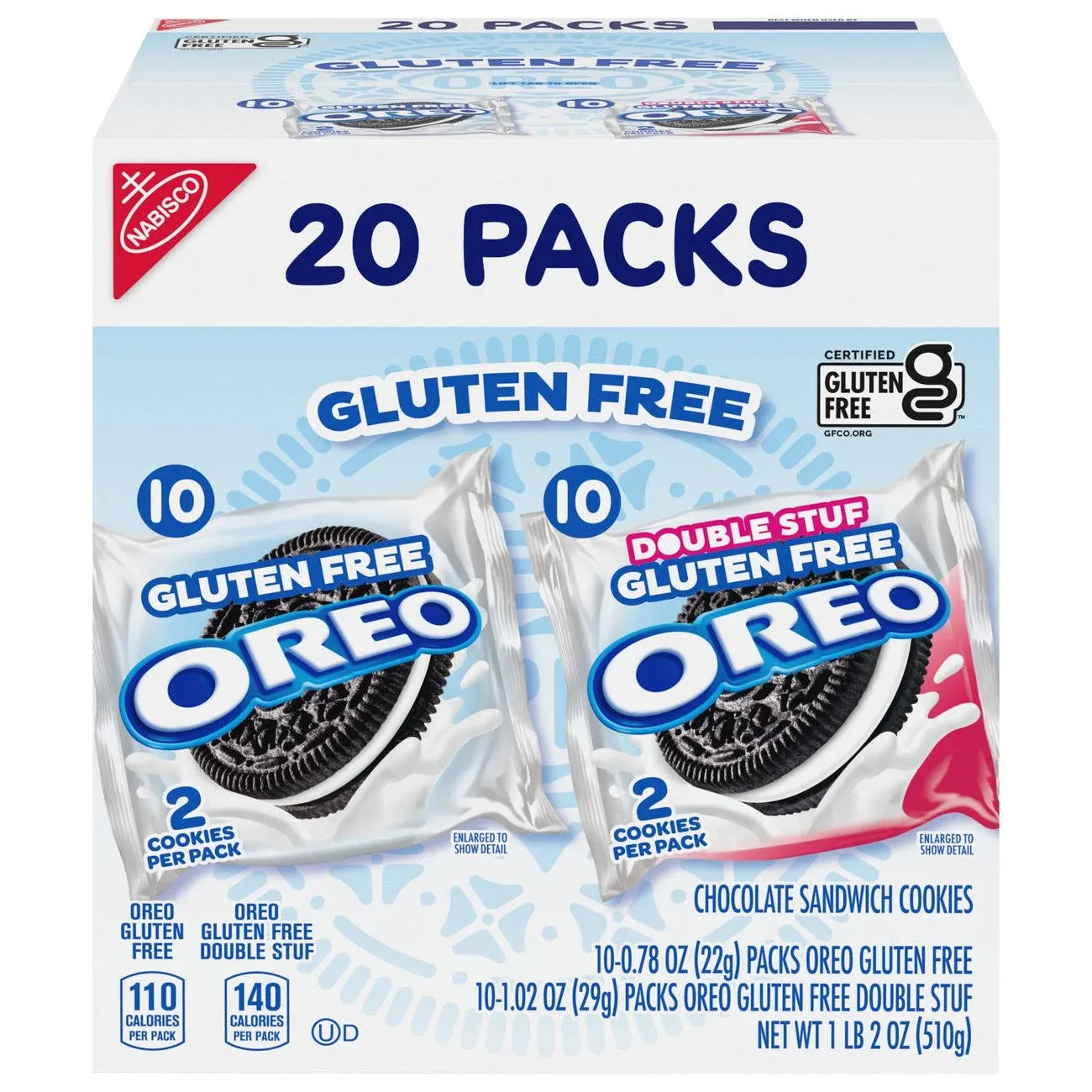 OREO Gluten Free Original Double Stuf Chocolate Sandwich Cookies 20 Snack Packs