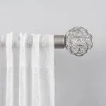 Exclusive Home Curtains ER1003-01 66120 Rings 1" Curtain Rod and Finial Set, 66"-120", Matte Silver