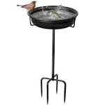 Bird Baths for Outdoors Heavy Duty, 35.5in Detachable Birdbaths for The Garden Clearance, Bird Bath Bowl Spa & Birdfeeder with Metal Stake Stand for Outdoors Garden, 4 Spiky Feet (C)