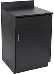 Displays2go Serving Station for Restaurants, Single Cabinet Door, Adjustable Shelf, Pullout Drawer - Black (LCKDSDWSBK)