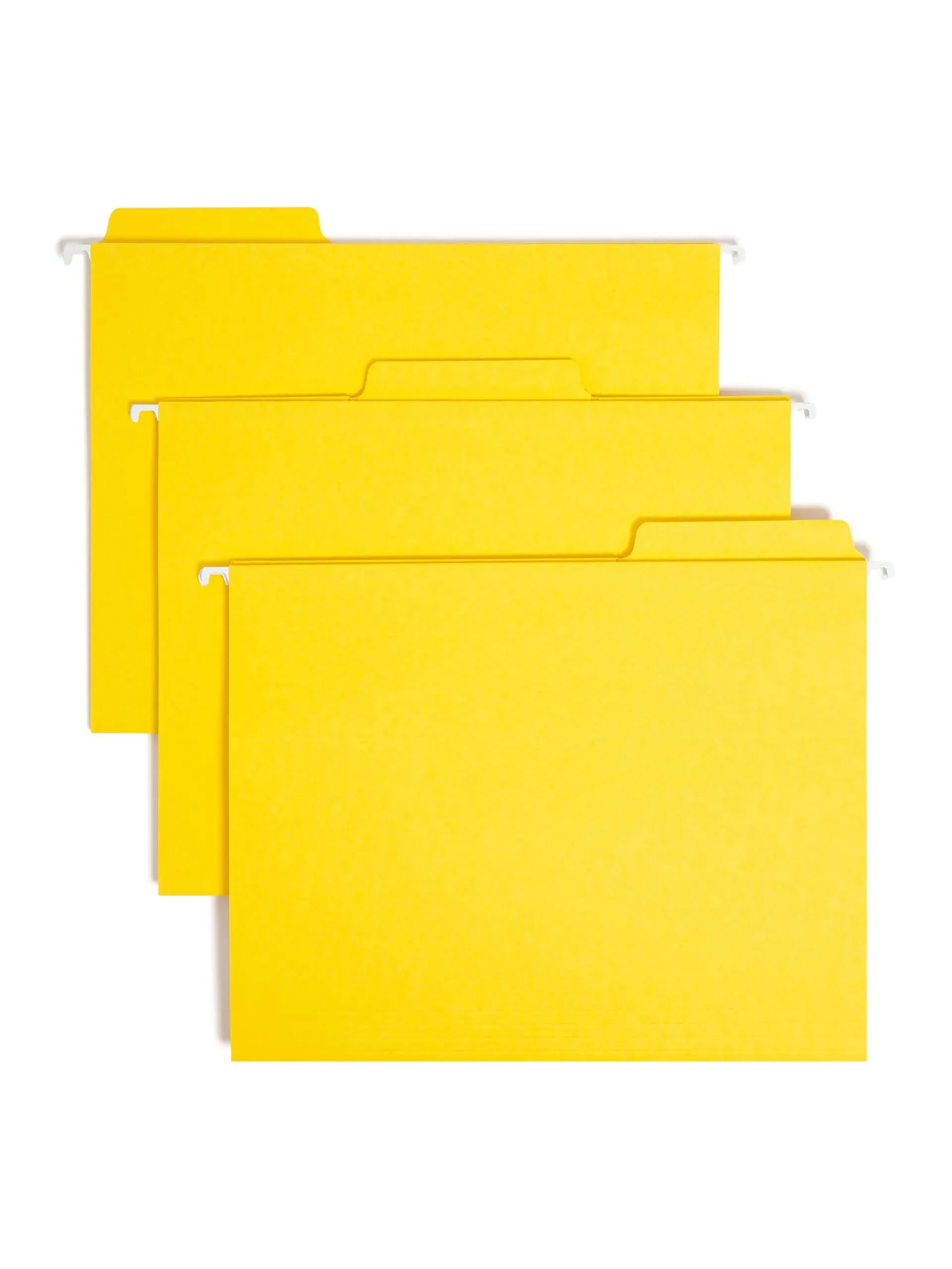 Smead FasTab Hanging File Folder, 1/3-Cut Built-In Tab, Letter Size, Yellow, 20/Box