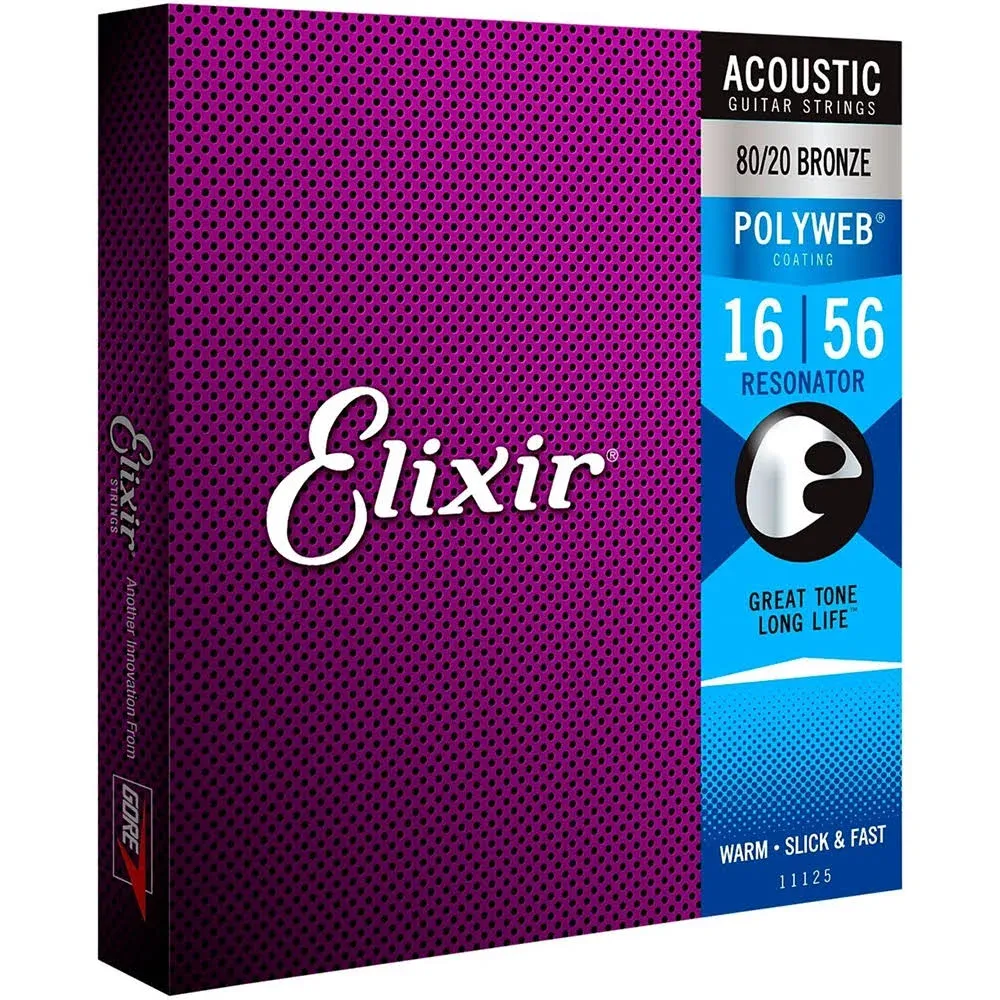 Elixir 11125 80/20 Bronze Polyweb Acoustic Resonator Guitar Strings