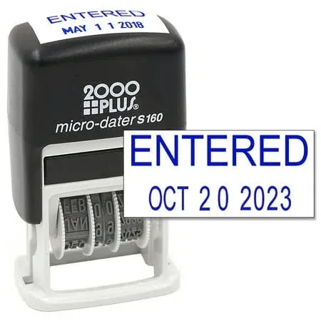 Cosco 2000 Plus Self-Inking Rubber Date Office Stamp Phrase & Date - Blue Ink (Micro-Dater 160) (entered)