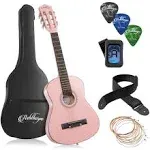 Ashthorpe 30-Inch Beginner Acoustic Guitar Starter Package, Pink