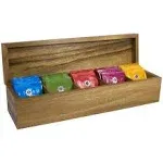 Ironwood Gourmet 5 Compartment Large Organizer Tea Box, 15.25" x 3.75" x 4"