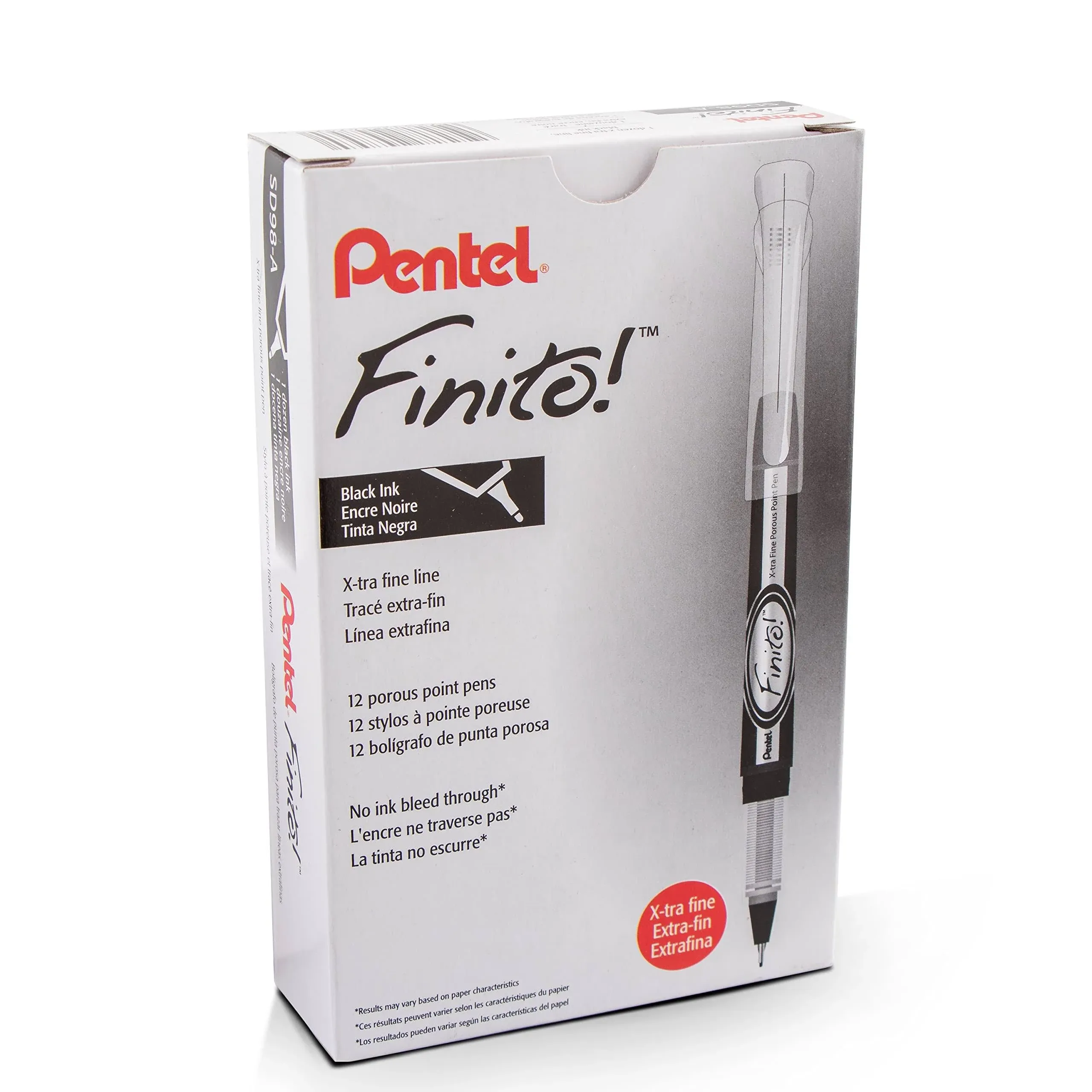 Pentel Of America SD98A Finito Porous Point Pen- 0.4 mm- Extra Fine- Black